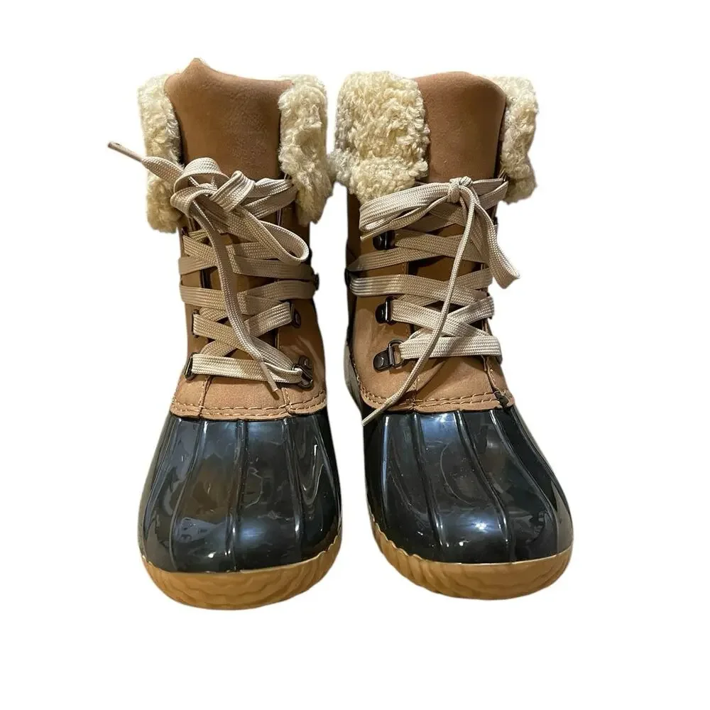 Dolce Vita Womens Ulito Brown Faux Fur Sherpa Lined Duck Boots Brown Size 7 NEW